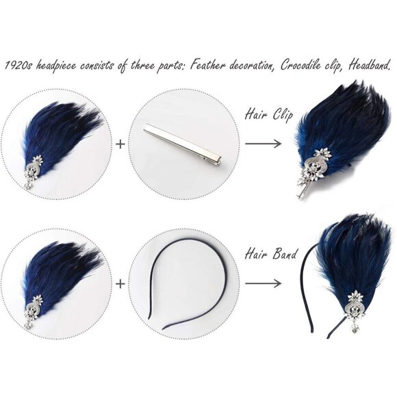 1920s Feather Headpiece Flapper Hair Accessory Roaring 20s Costume